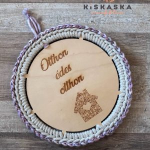 Kiskaska horgolt dekoráció - Modern horgolt Otthon édes otthon tábla