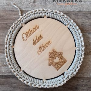 Kiskaska horgolt dekoráció - Modern horgolt Otthon édes otthon tábla
