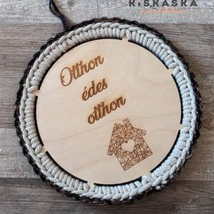 Kiskaska horgolt dekoráció - Modern horgolt Otthon édes otthon tábla